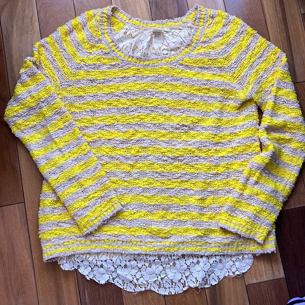 Anthropologie sweater with lace underlay